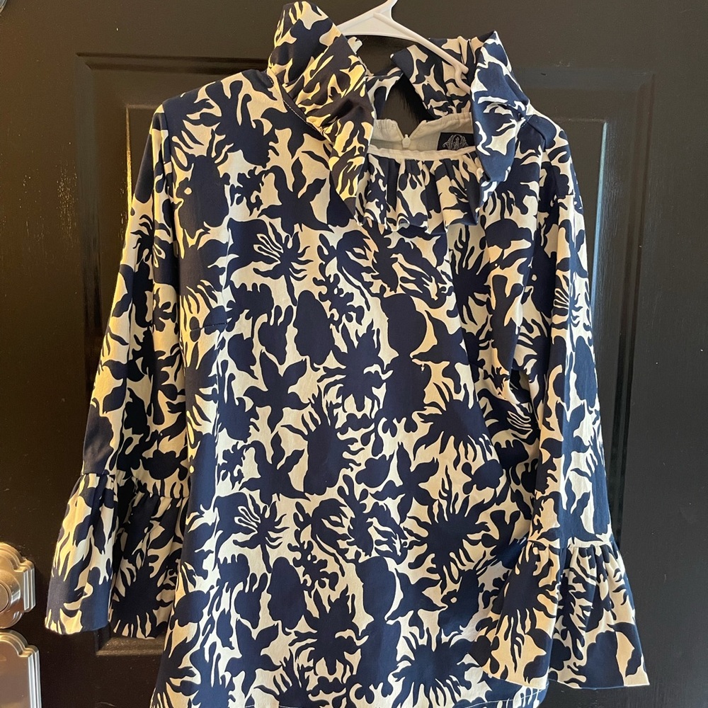 Elizabeth Wilson Designs ruffle neck, bell sleeve top